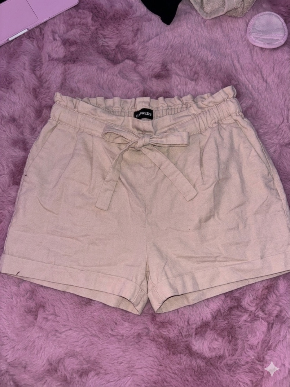 Express high-waist paperbag shorts